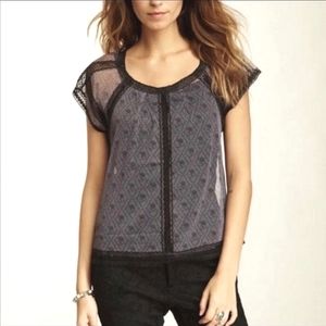 Free People Printed Lavender Mesh Candy Top